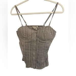 Vintage Y2k 2000s Guess Gingham Bustier Corset Top Size Medium